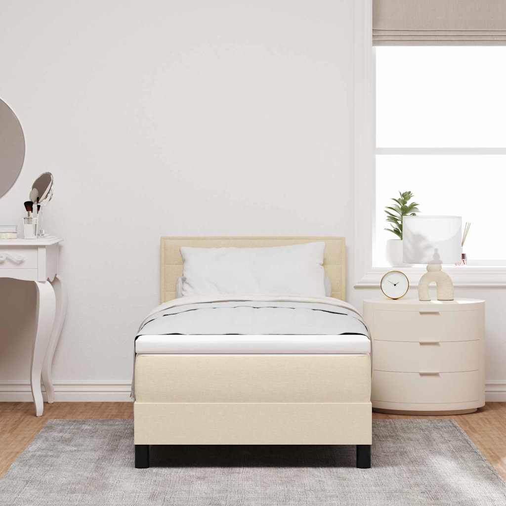 Box spring seng med LED-lysstrimler Creme 80 x 200 cm Stof