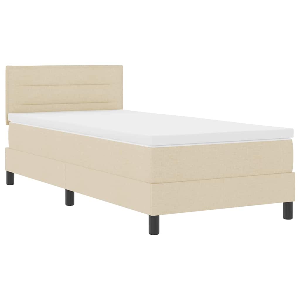 Box spring seng med LED-lysstrimler Creme 80 x 200 cm Stof