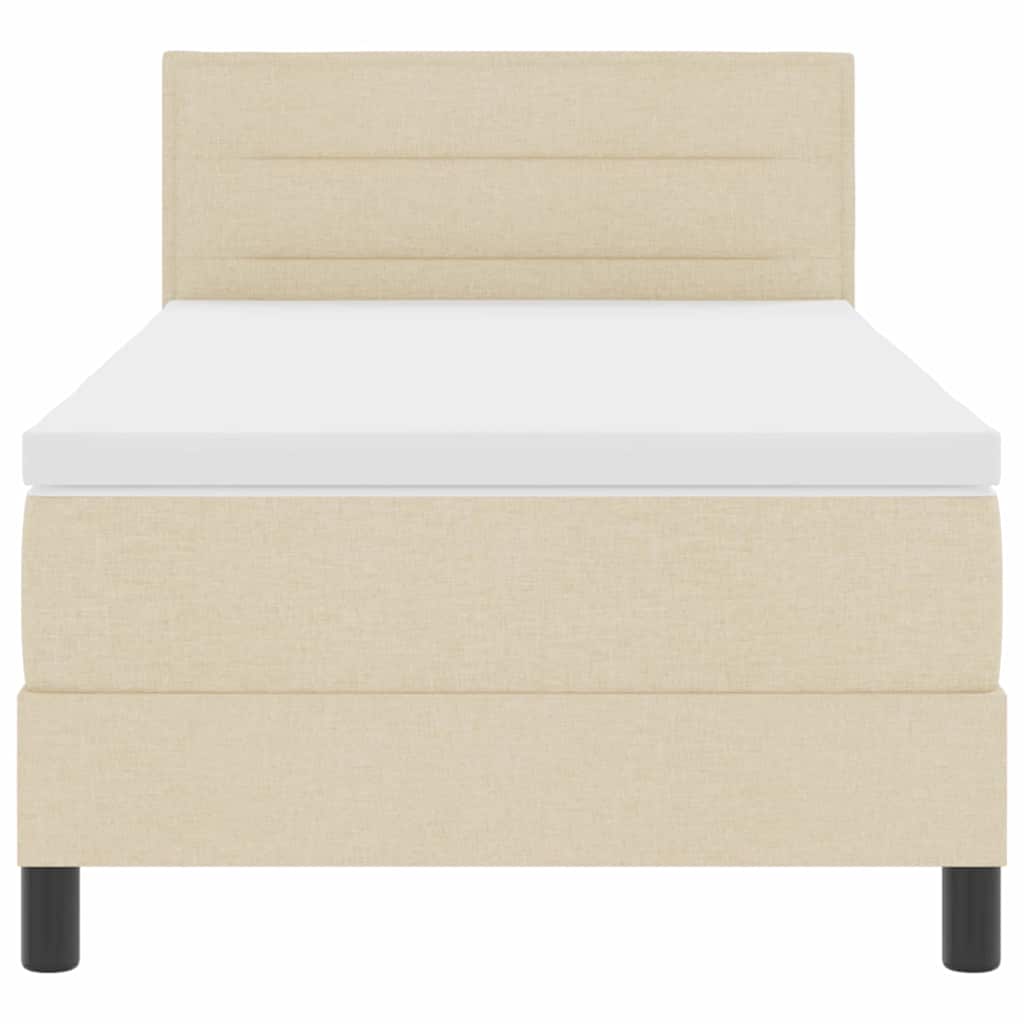 Box spring seng med LED-lysstrimler Creme 80 x 200 cm Stof