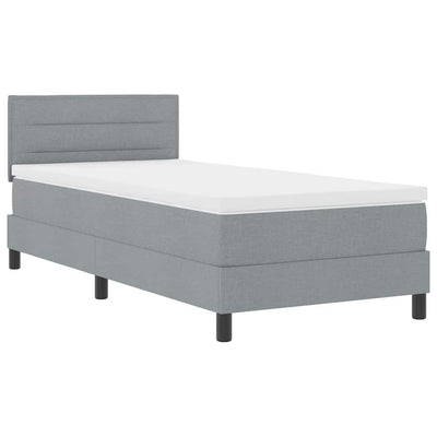 Box spring seng med madras med LED Lysegrå 90 x 190 cm Stof