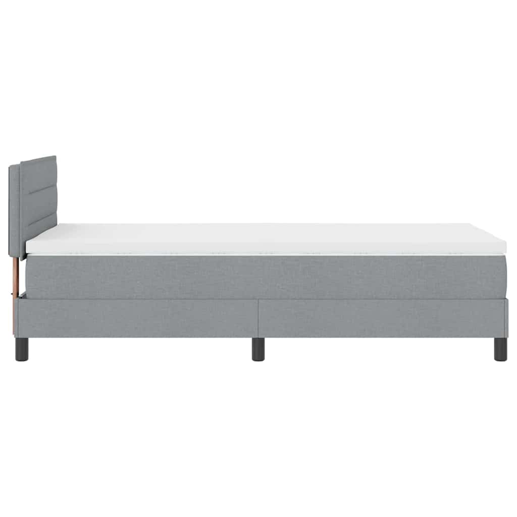 Box spring seng med madras med LED Lysegrå 90 x 190 cm Stof