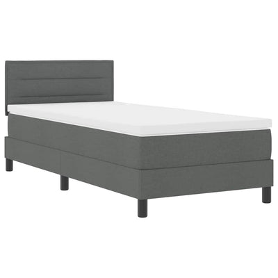 Box spring seng med madras med LED Mørkegrå 90 x 190 cm Stof