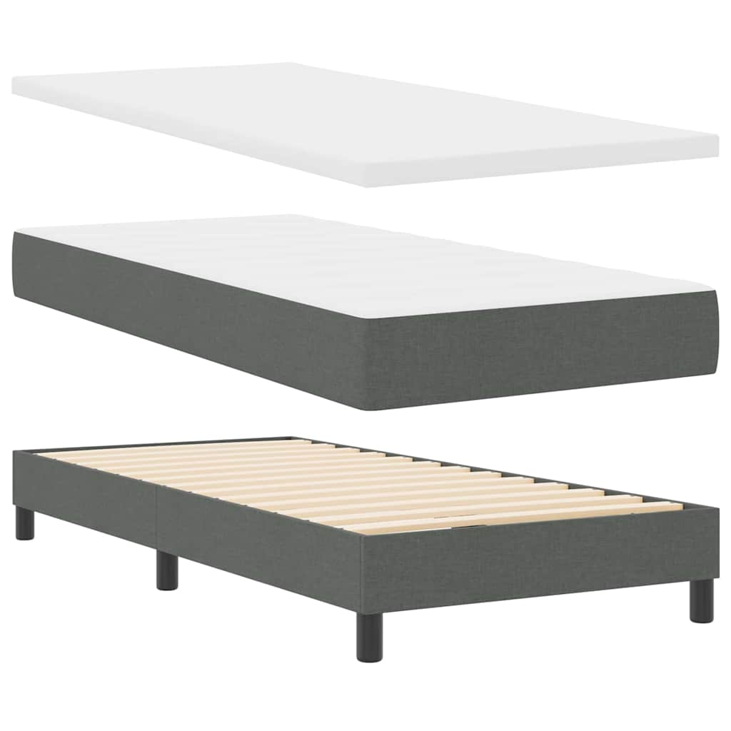 Box spring seng med LED-lysstrimler Mørkegrå 90 x 190 cm Stof