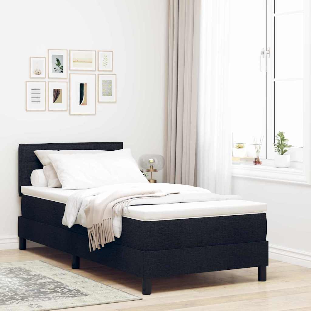 Box spring seng med LED-lysstrimler Sort 90 x 190 cm Stof