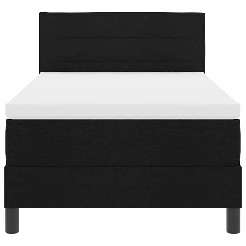 Box spring seng med LED-lysstrimler Sort 90 x 190 cm Stof