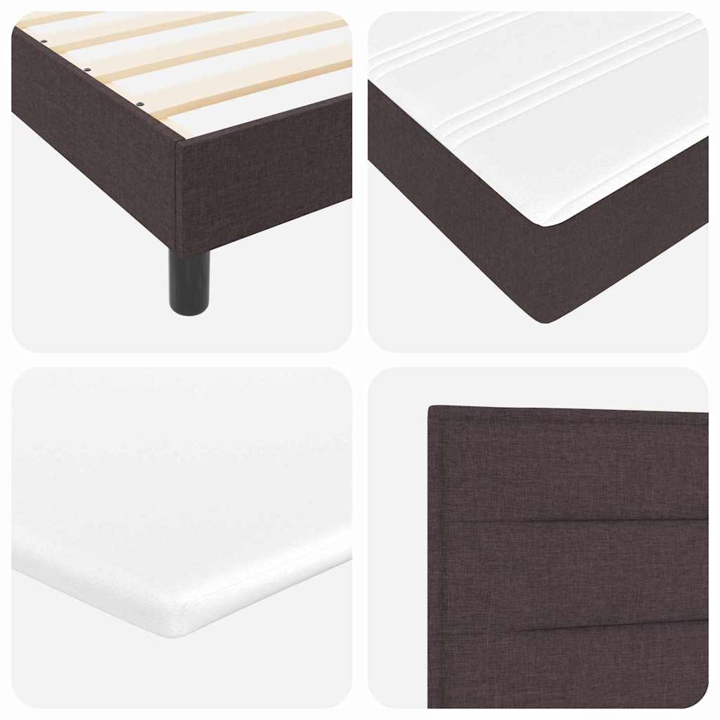 Box spring seng med LED-lysstrimler Mørk Brun 90 x 190 cm Stof