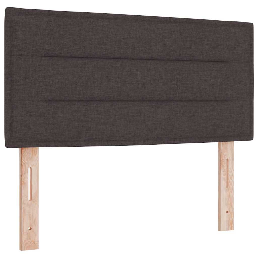 Box spring seng med LED-lysstrimler Mørk Brun 90 x 190 cm Stof