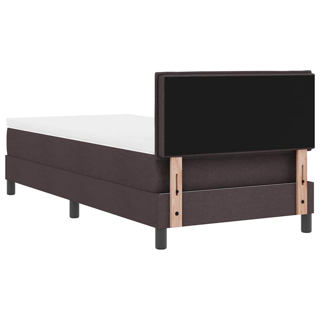 Box spring seng med LED-lysstrimler Mørk Brun 90 x 190 cm Stof