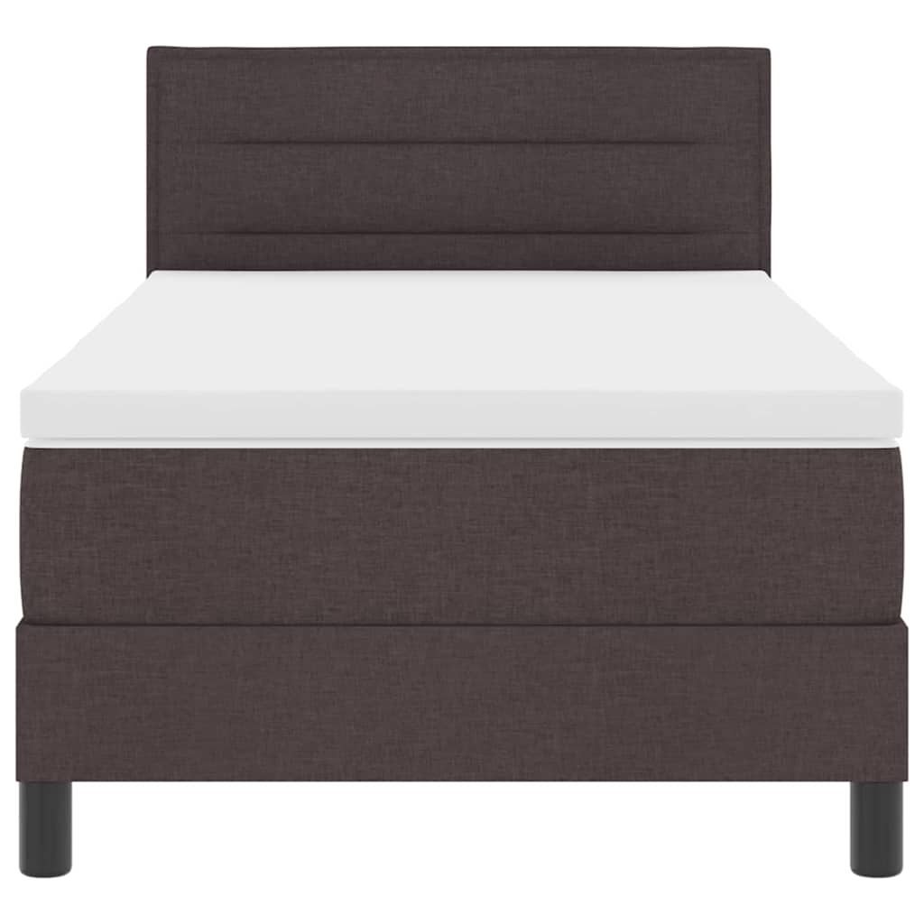 Box spring seng med LED-lysstrimler Mørk Brun 90 x 190 cm Stof