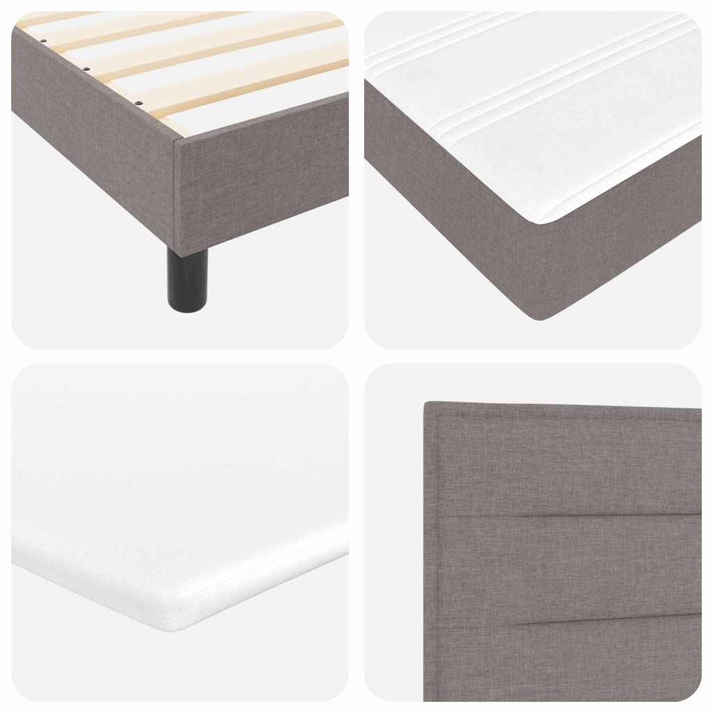 Box spring seng med madras med LED Gråbrun 90 x 190 cm Stof