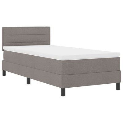 Box spring seng med madras med LED Gråbrun 90 x 190 cm Stof