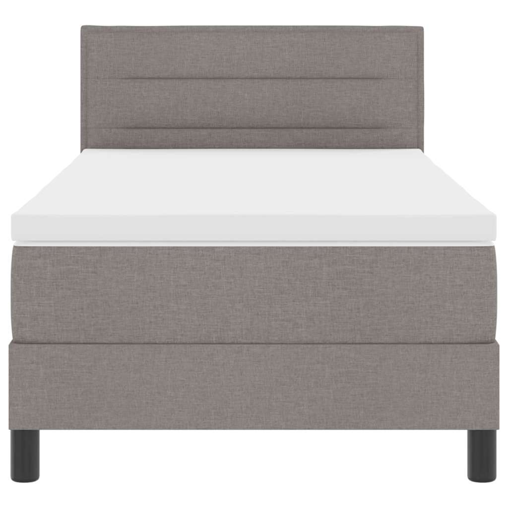 Box spring seng med madras med LED Gråbrun 90 x 190 cm Stof