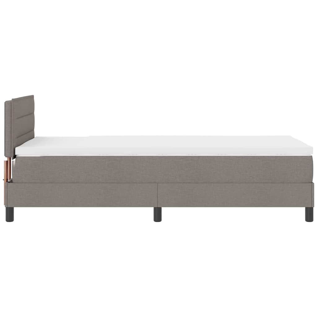 Box spring seng med madras med LED Gråbrun 90 x 190 cm Stof