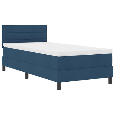 Box spring seng med madras med LED Blå 90 x 190 cm Stof
