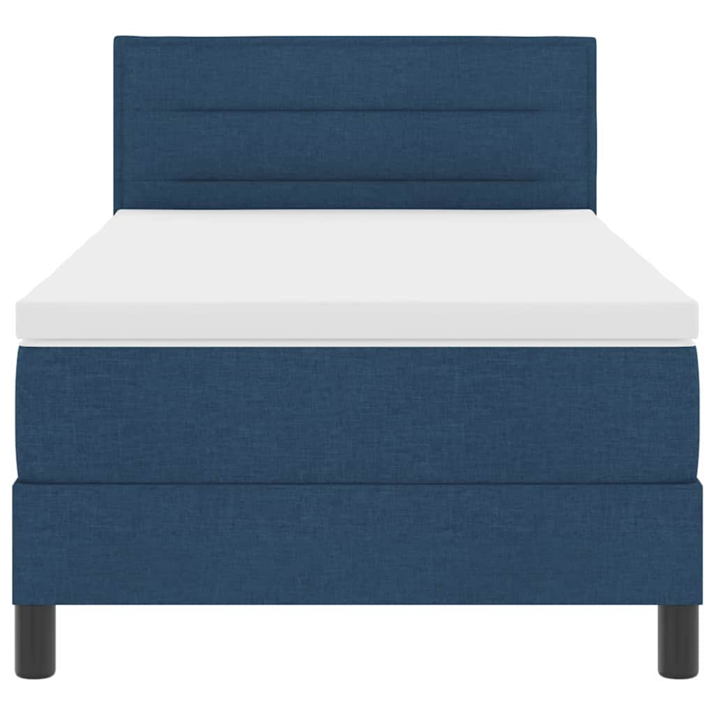 Box spring seng med madras med LED Blå 90 x 190 cm Stof