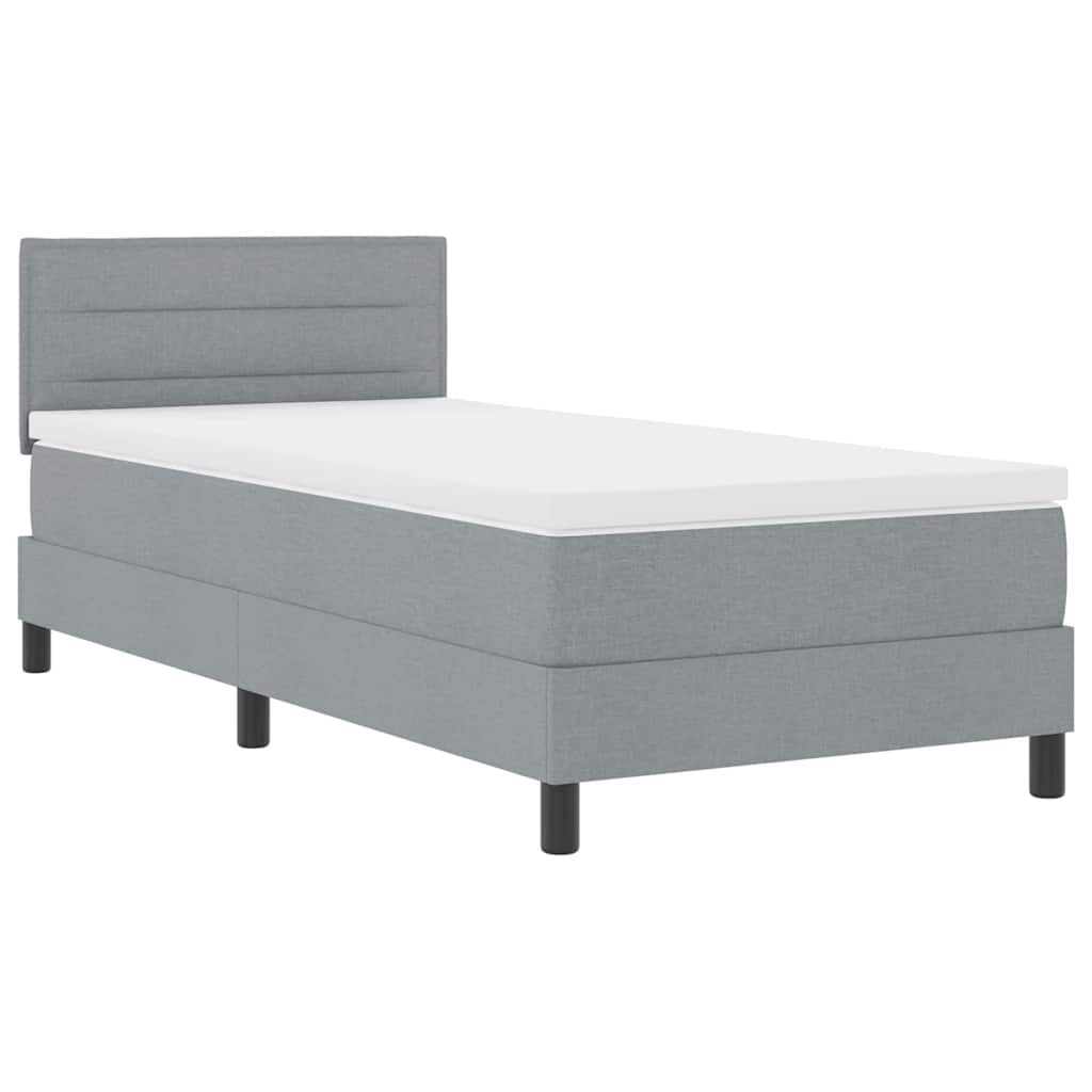 Box spring seng med madras med LED Lysegrå 90 x 200 cm Stof