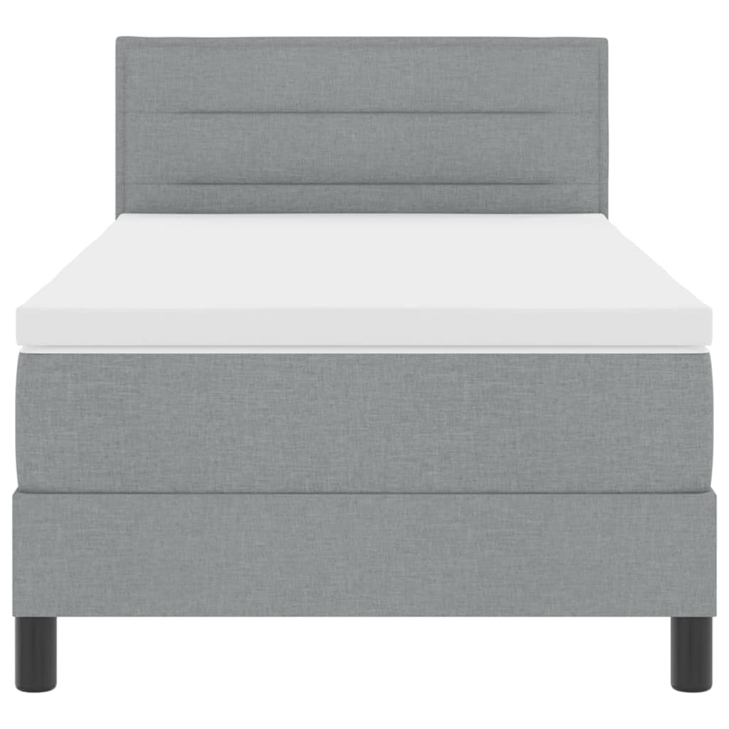 Box spring seng med madras med LED Lysegrå 90 x 200 cm Stof