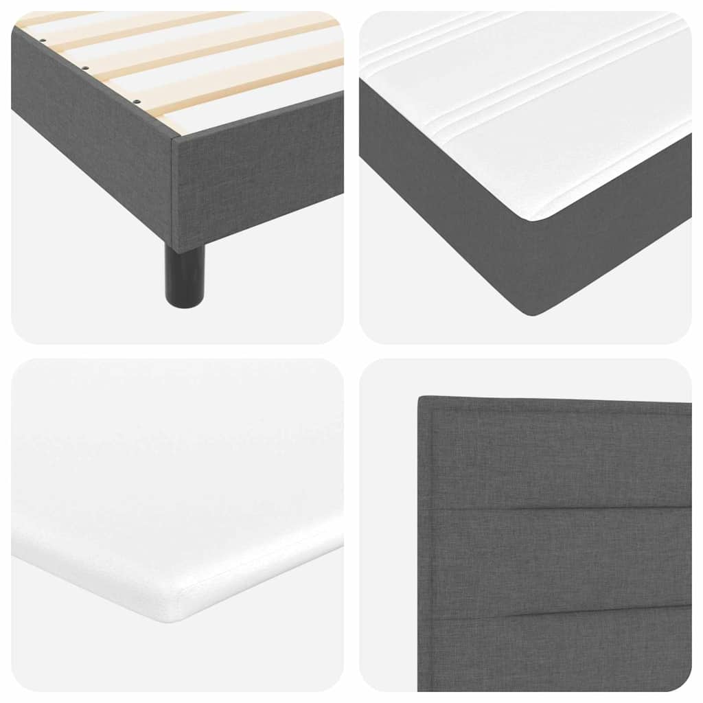 Box spring seng med LED-lysstrimler Mørkegrå 90 x 200 cm Stof