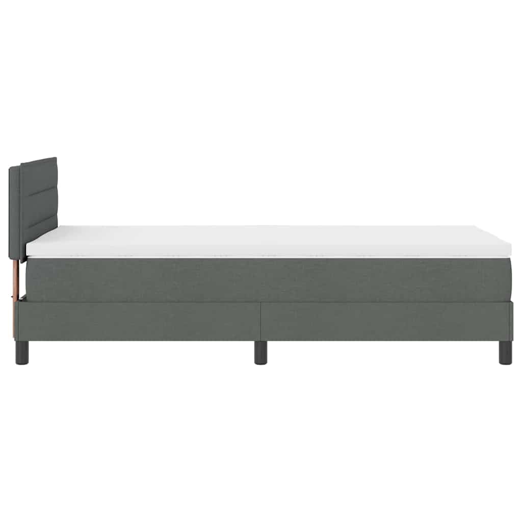 Box spring seng med LED-lysstrimler Mørkegrå 90 x 200 cm Stof