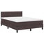 Box spring seng med LED-lysstrimler Mørk Brun 140 x 200 cm Stof