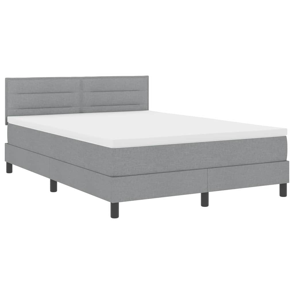 Box spring seng med LED-lysstrimler Lysegrå 160 x 200 cm Stof