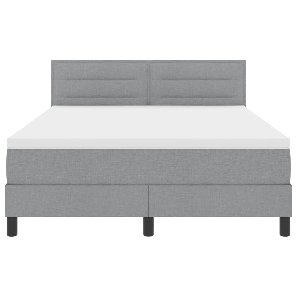 Box spring seng med LED-lysstrimler Lysegrå 160 x 200 cm Stof