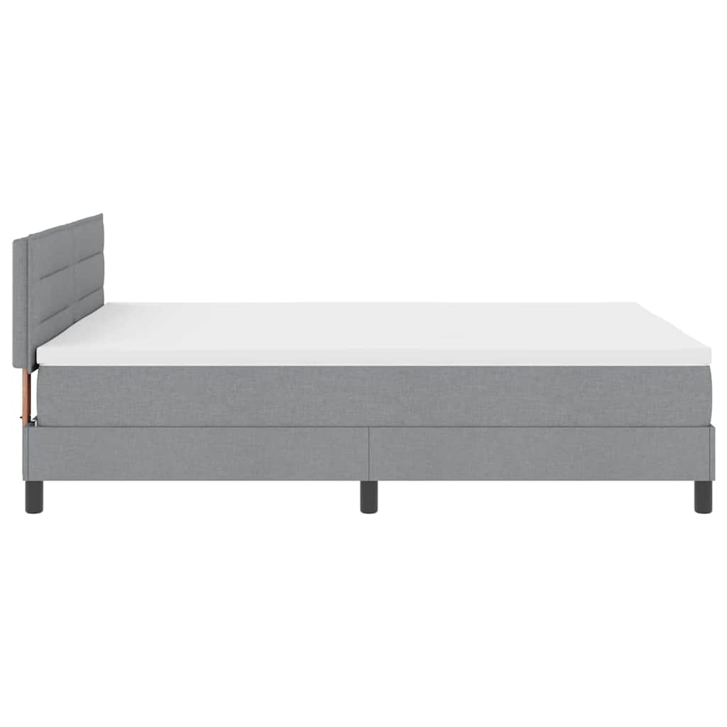 Box spring seng med LED-lysstrimler Lysegrå 160 x 200 cm Stof