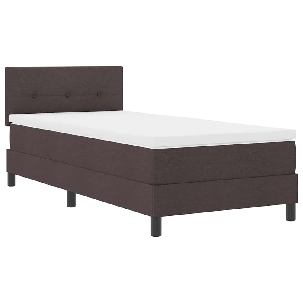 Box spring seng med LED-lysstrimler Mørk Brun 80 x 200 cm Stof