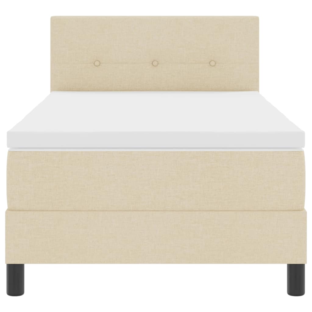 Box spring seng med pude med hovedgærde Creme 80 x 200 cm Stof
