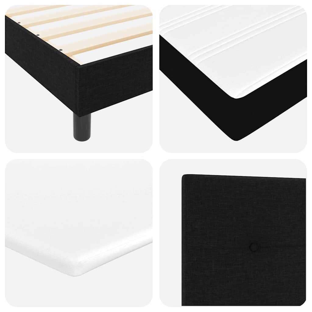 Box spring seng med LED-lysstrimler Sort 90 x 190 cm Stof