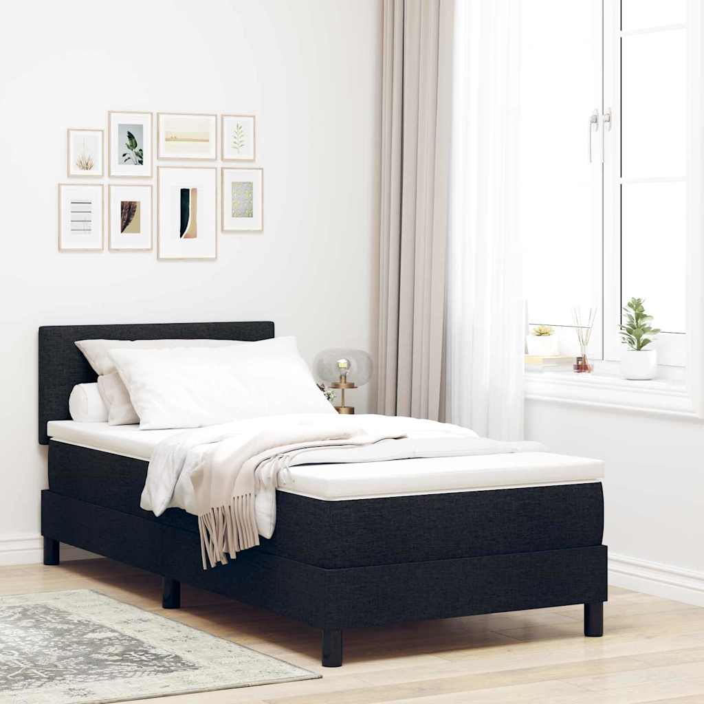 Box spring seng med LED-lysstrimler Sort 90 x 190 cm Stof