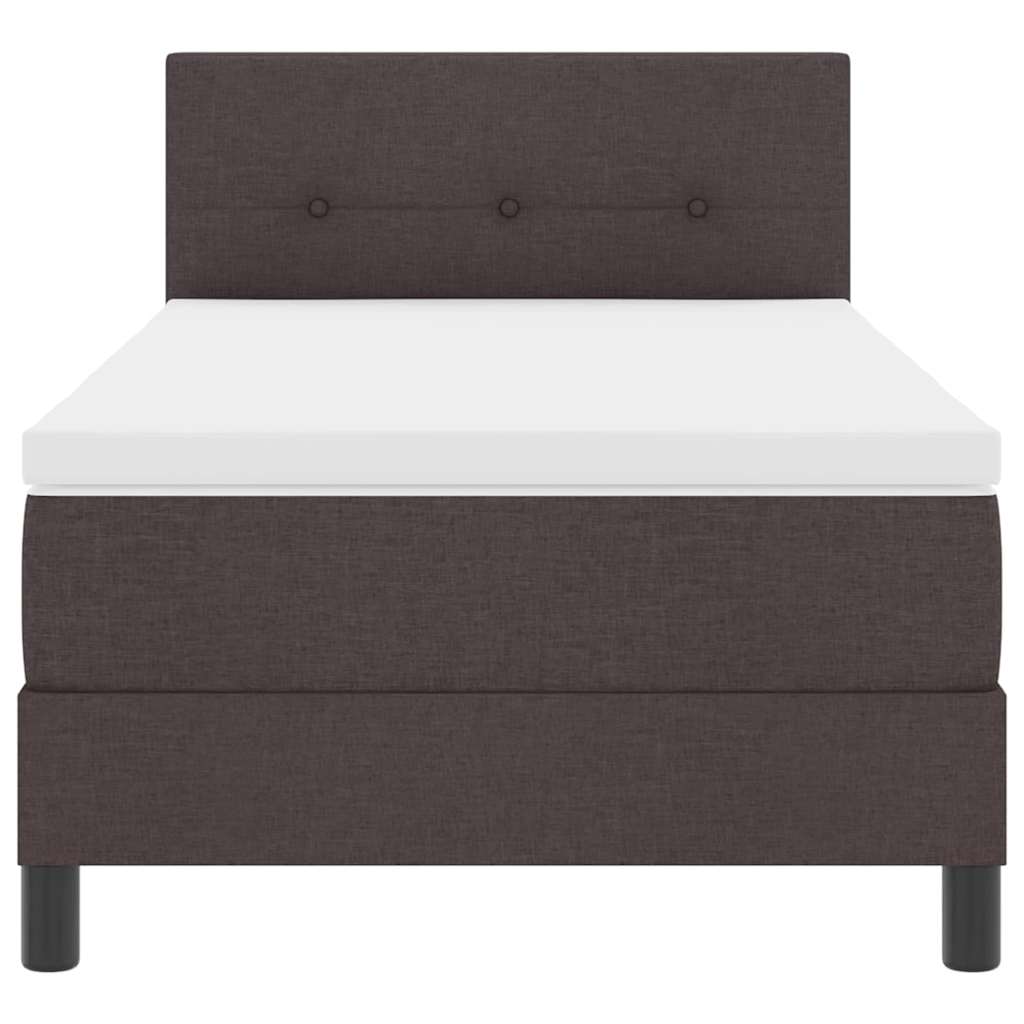 Box spring seng med LED-lysstrimler Mørk Brun 90 x 190 cm Stof