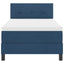 Box spring seng med LED-lysstrimler Blå 90 x 190 cm Stof