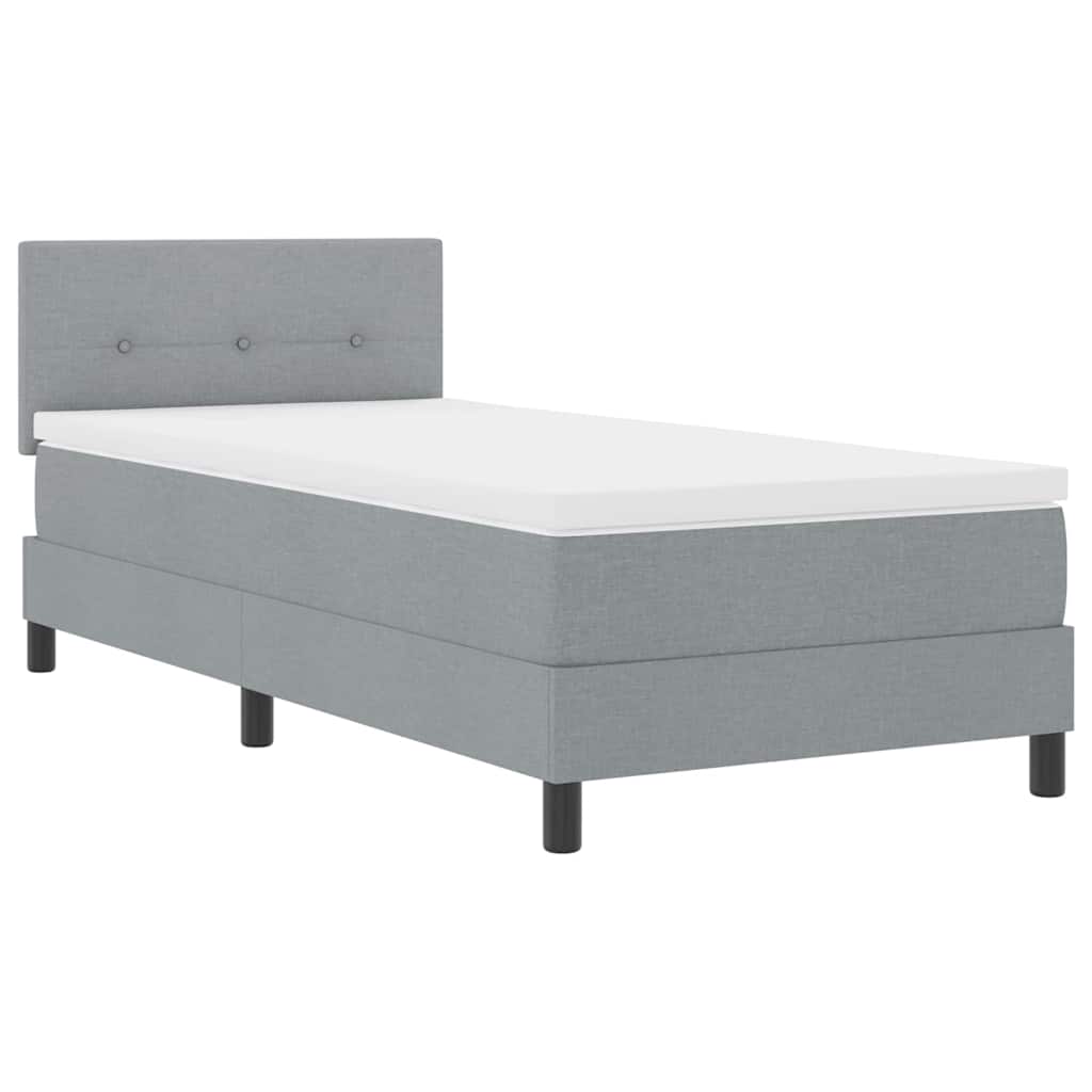 Box spring seng med LED-lysstrimler Lysegrå 90 x 200 cm Stof