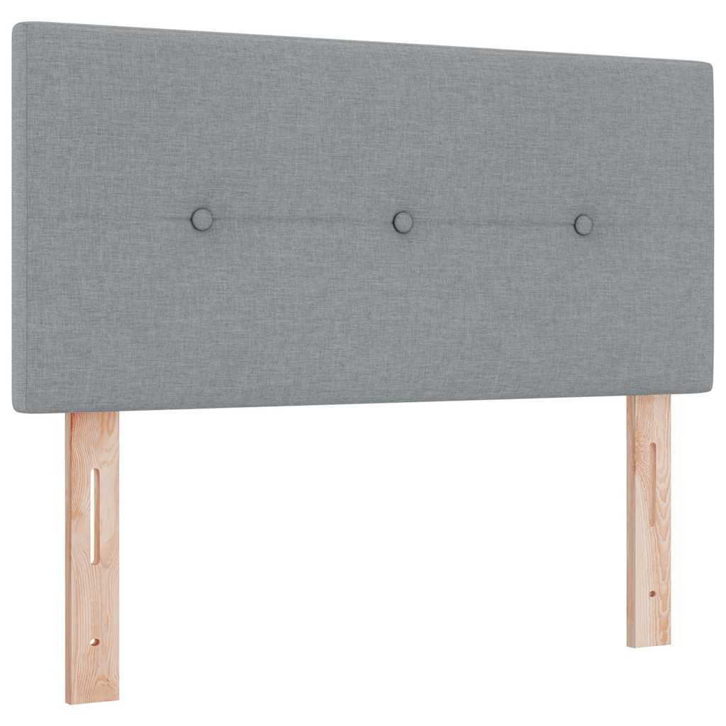 Box spring seng med LED-lysstrimler Lysegrå 90 x 200 cm Stof