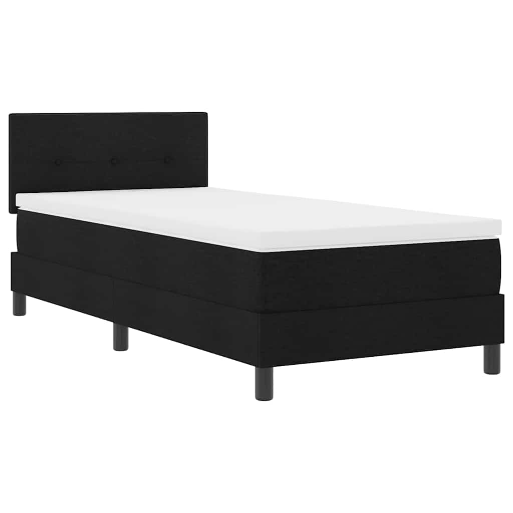 Box spring seng med LED-lysstrimler Sort 90 x 200 cm Stof
