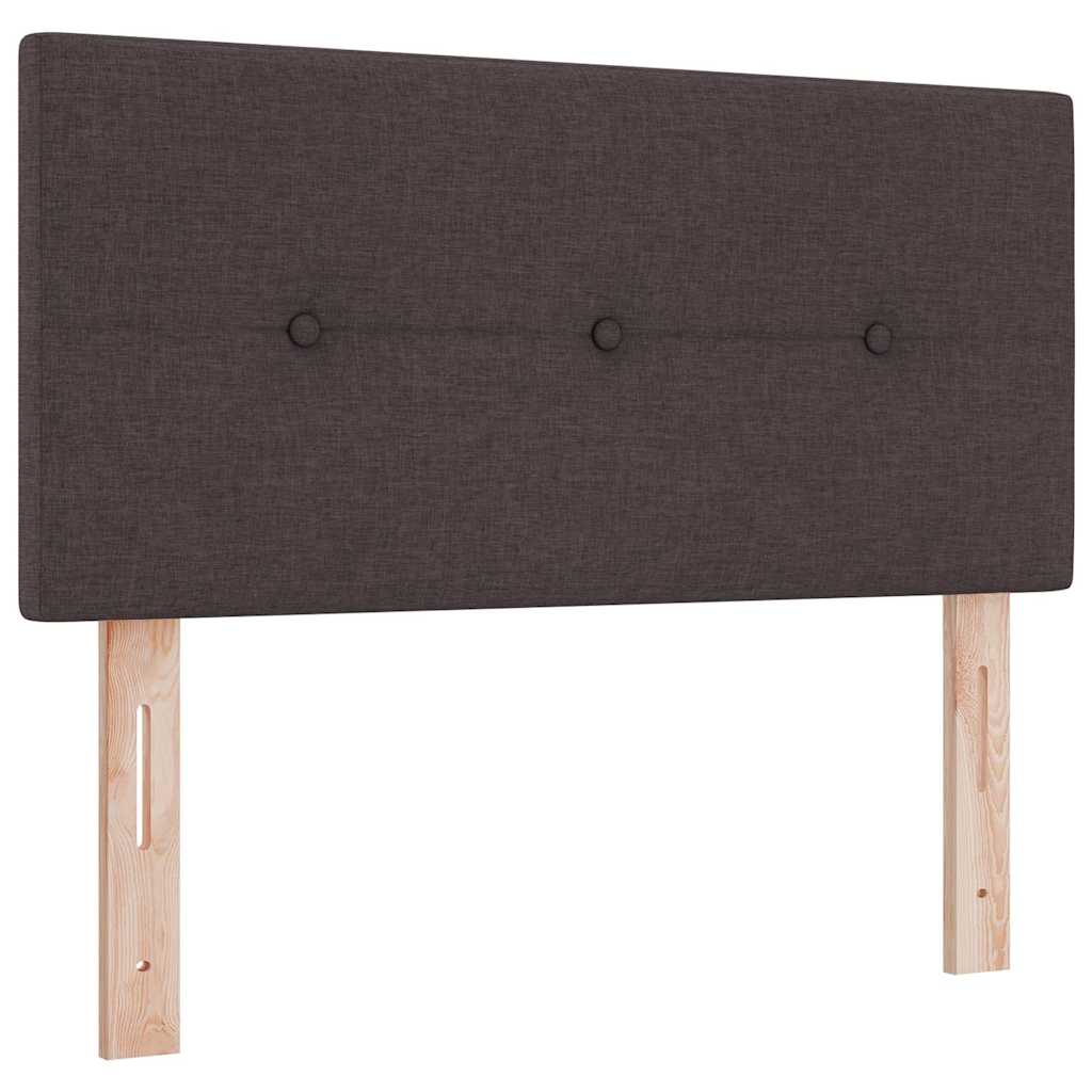 Box spring seng med LED-lysstrimler Mørk Brun 90 x 200 cm Stof
