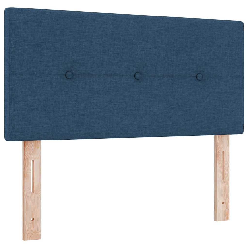Box spring seng med LED-lysstrimler Blå 90 x 200 cm Stof