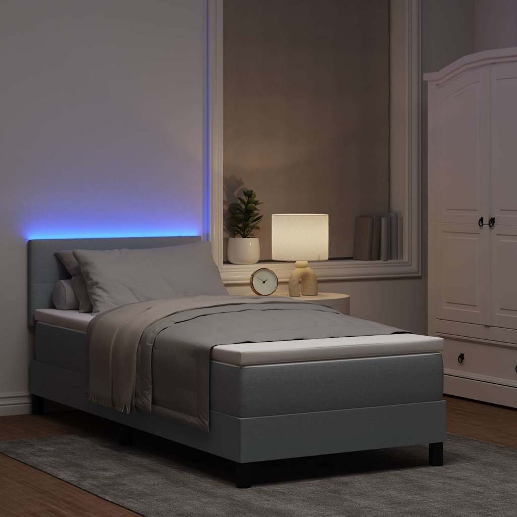 Box spring seng med pude Lysegrå 100 x 200 cm Stof