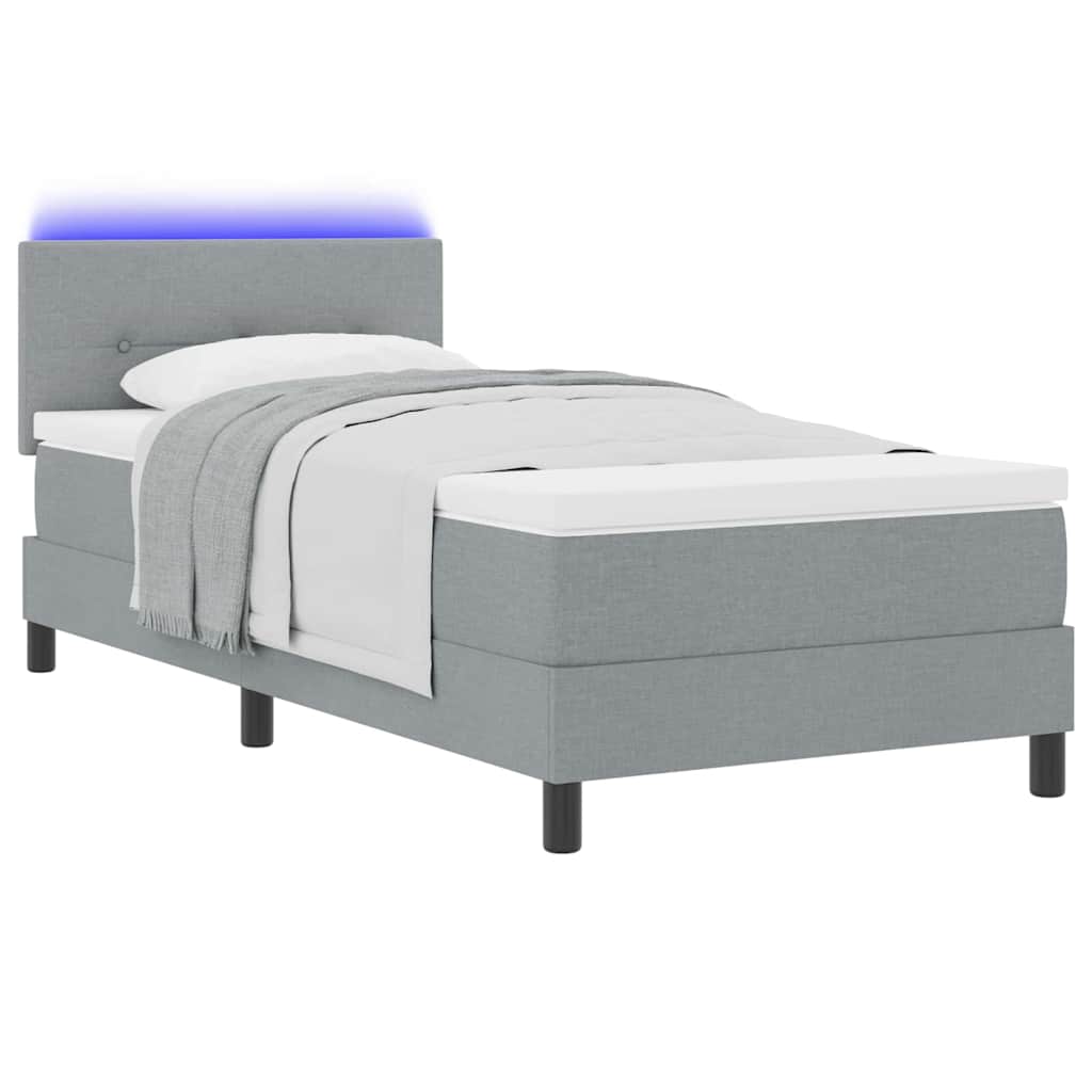 Box spring seng med pude Lysegrå 100 x 200 cm Stof