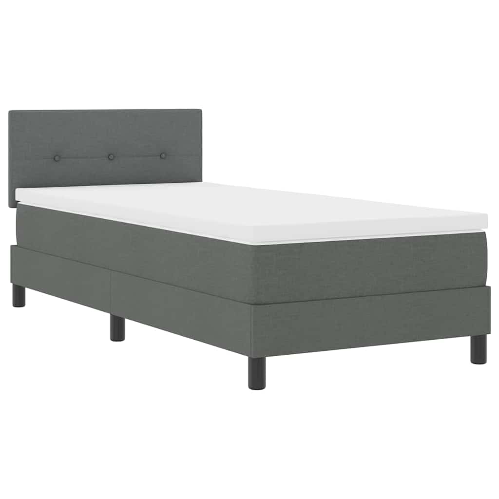 Box spring seng med LED-lysstrimler Mørkegrå 100 x 200 cm Stof