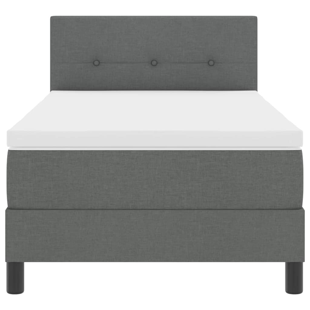 Box spring seng med LED-lysstrimler Mørkegrå 100 x 200 cm Stof