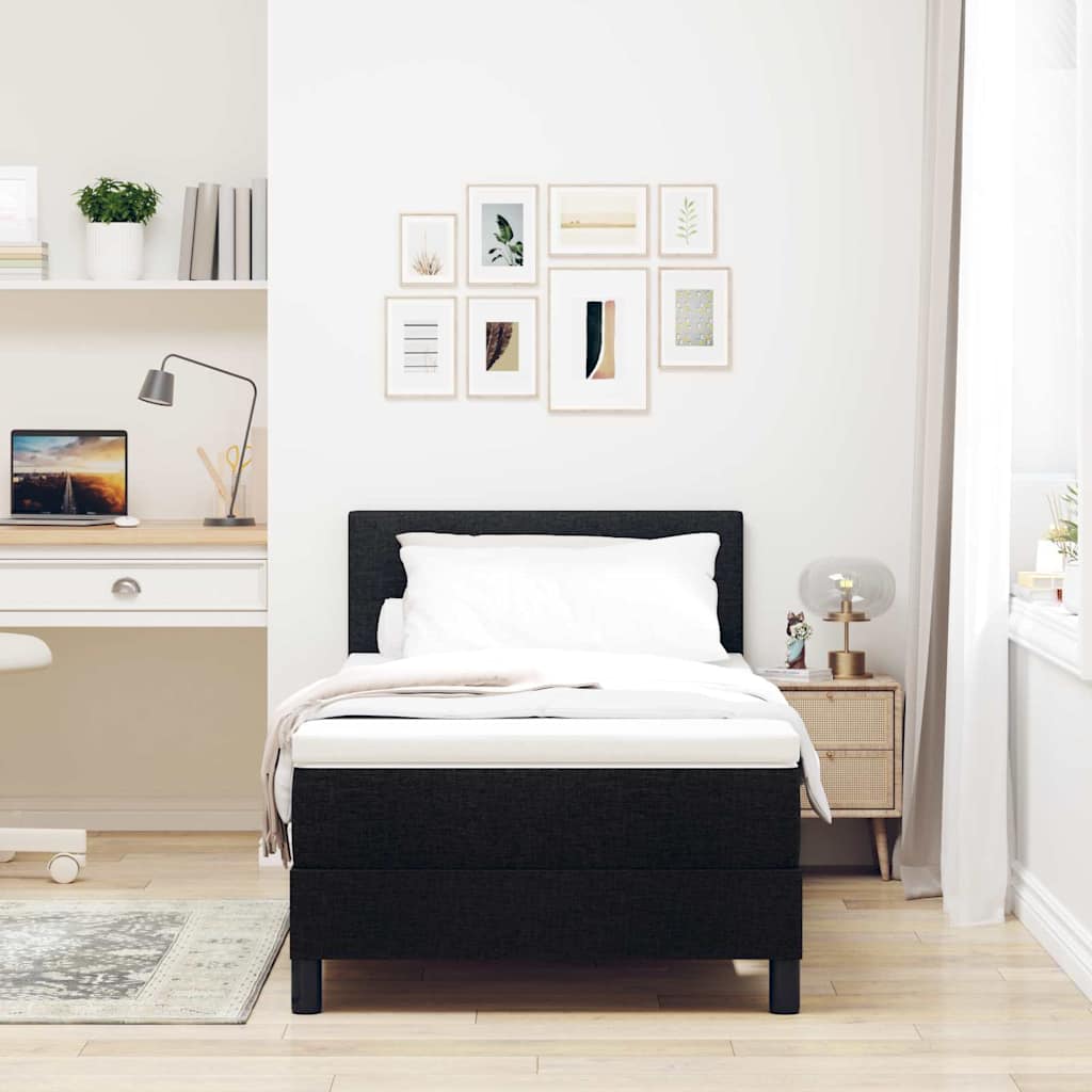 Box spring seng med LED-lysstrimler Sort 100 x 200 cm Stof