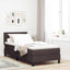 Box spring seng med LED-lysstrimler Mørk Brun 100 x 200 cm Stof