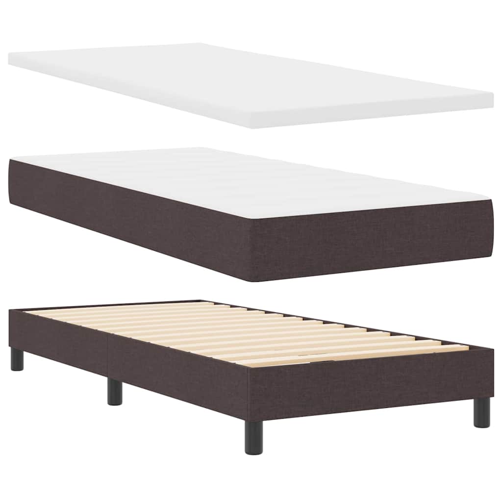 Box spring seng med LED-lysstrimler Mørk Brun 100 x 200 cm Stof