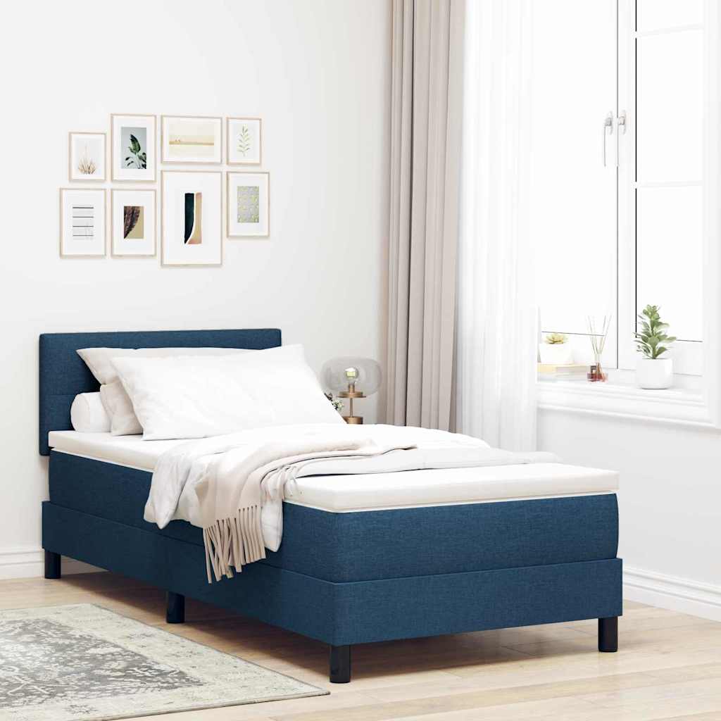 Box spring seng med LED-lysstrimler Blå 100 x 200 cm Stof