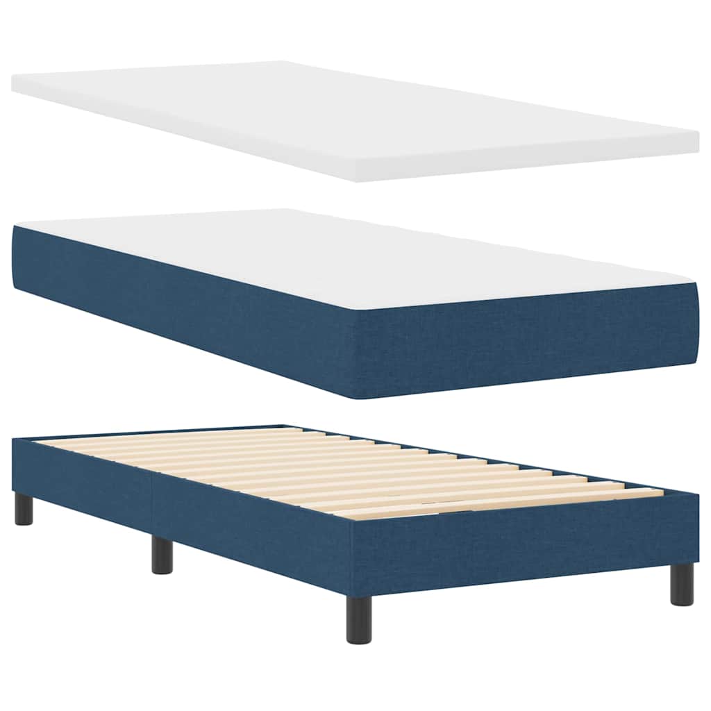 Box spring seng med LED-lysstrimler Blå 100 x 200 cm Stof