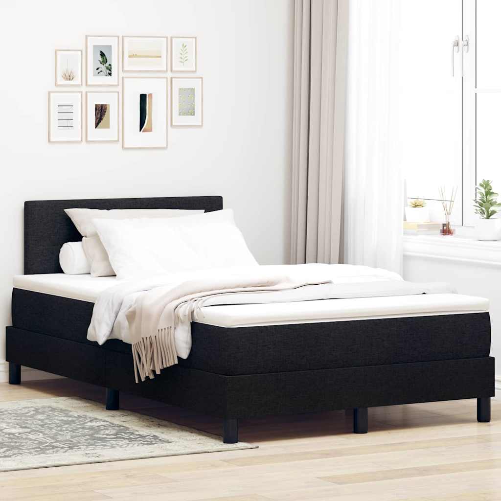Box spring seng med LED-lysstrimler Sort 120 x 190 cm Stof