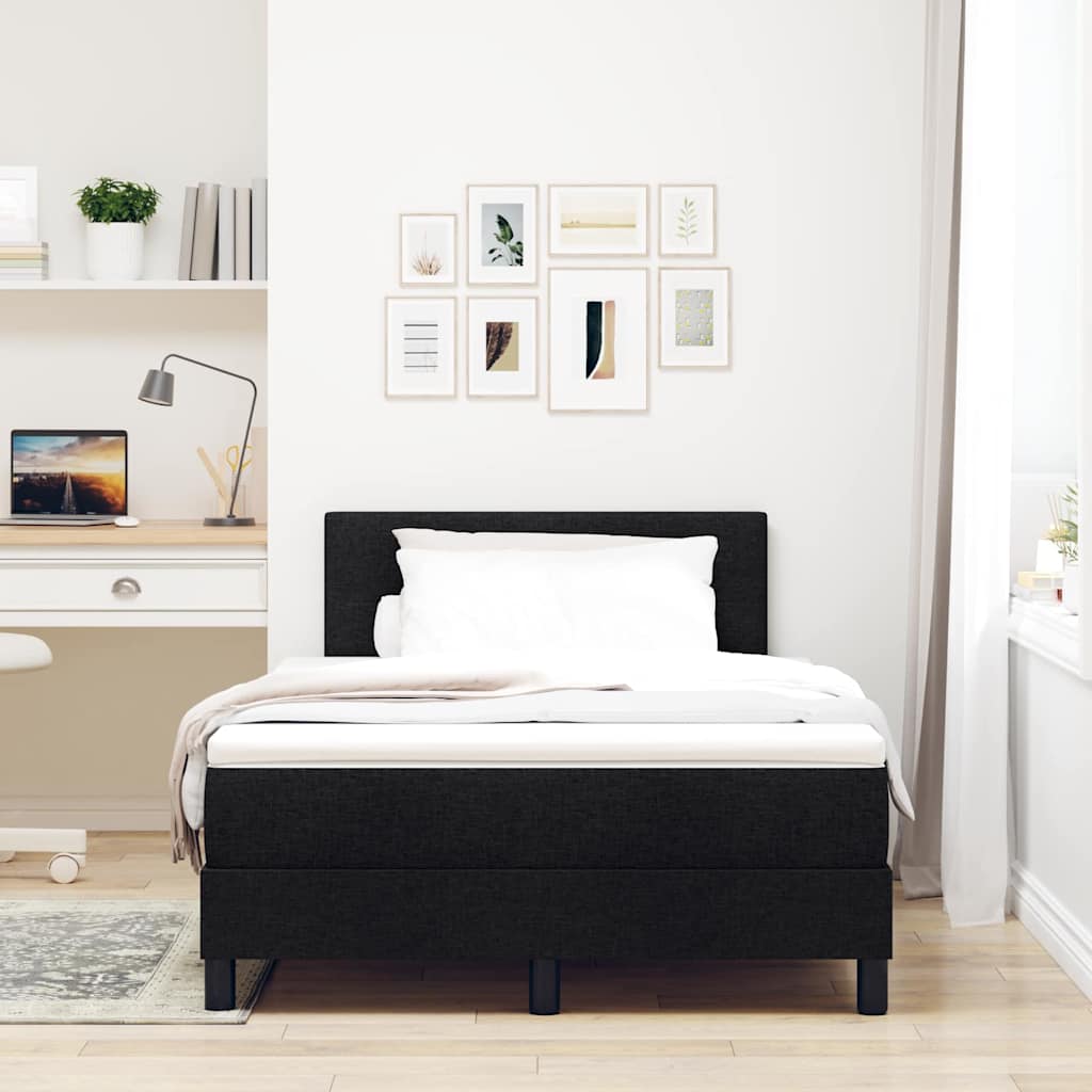 Box spring seng med LED-lysstrimler Sort 120 x 190 cm Stof