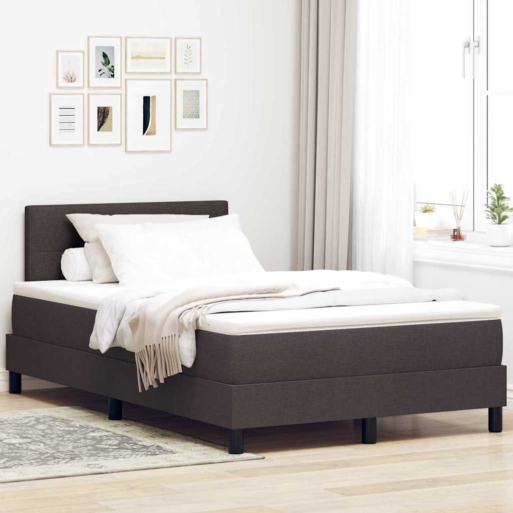 Box spring seng med LED-lysstrimler Mørk Brun 120 x 190 cm Stof